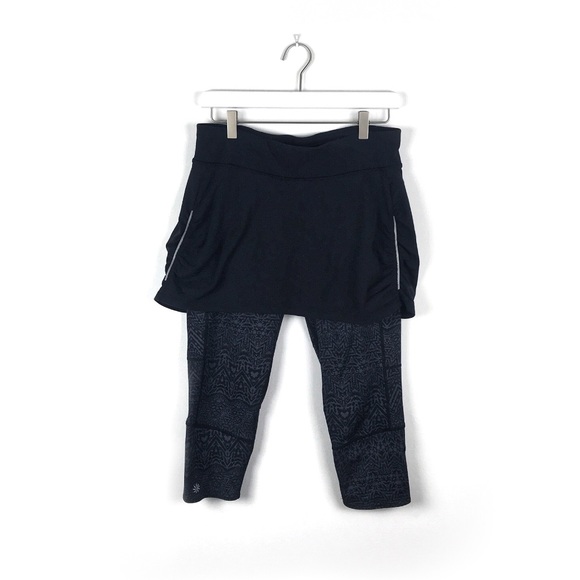 Athleta Pants - SOLD | Black Skirted Geometric Printed Leggings